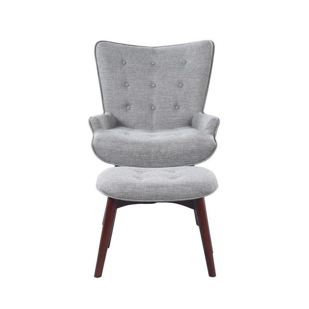 Willow Upholstered Accent Chair with Ottoman Grey and Brown 904119