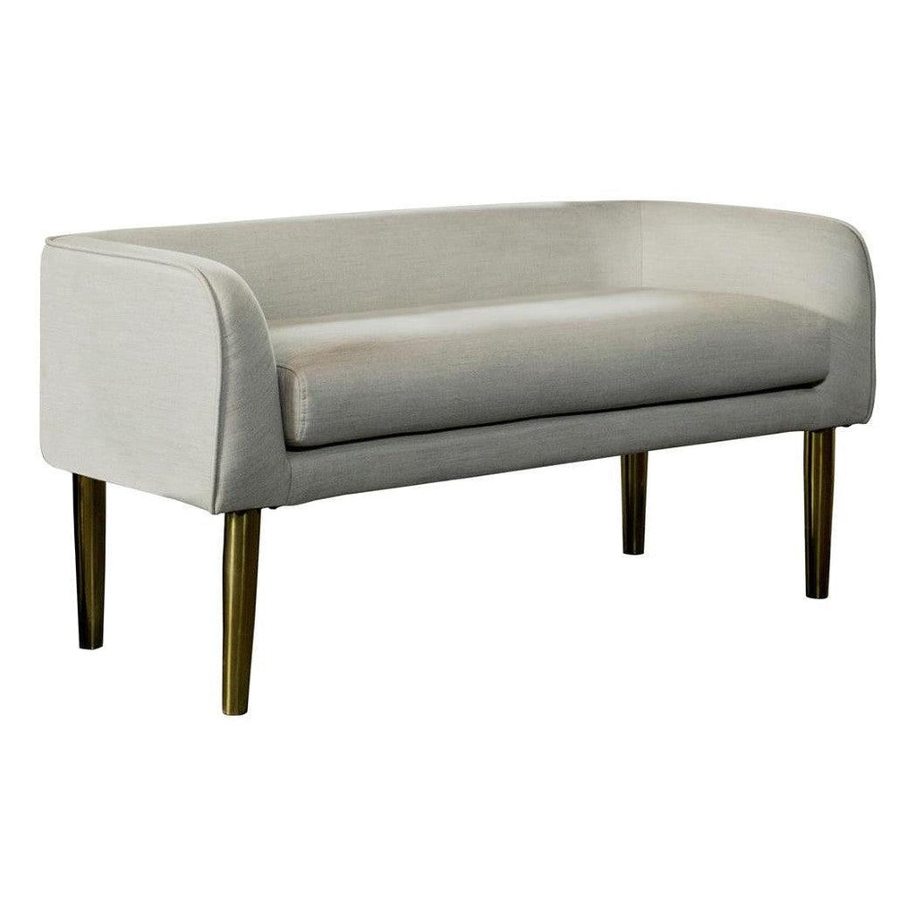 Low Back Upholstered Bench Light Grey and Gold 905687