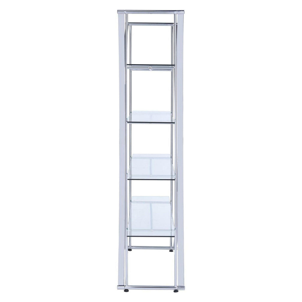 Larson 4-tier Bookcase Chrome and Clear 910050
