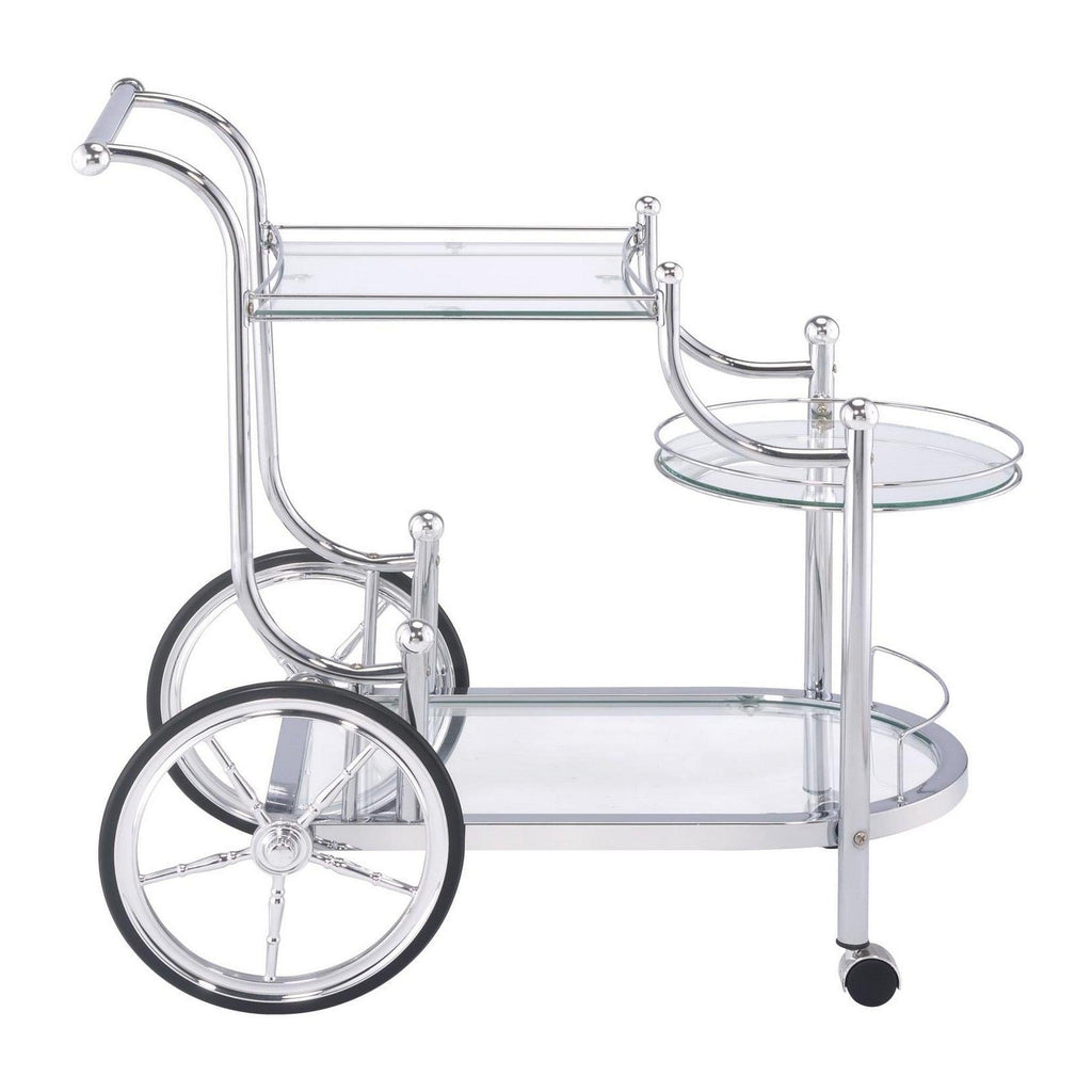 Sarandon 3-tier Serving Cart Chrome and Clear 910076