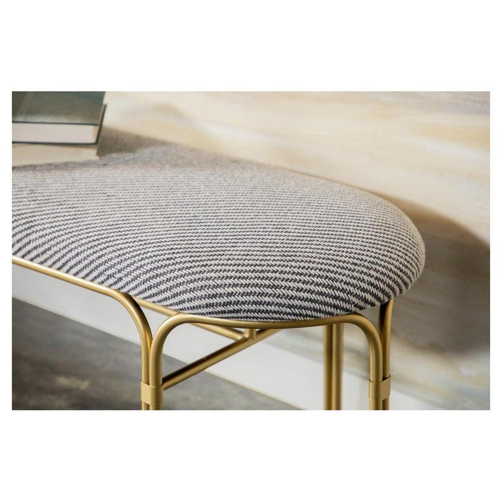 Upholstered Accent Bench with Metal Leg Grey and Gold 910271
