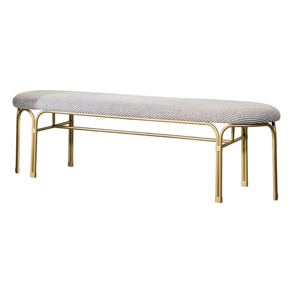 Upholstered Accent Bench with Metal Leg Grey and Gold 910271