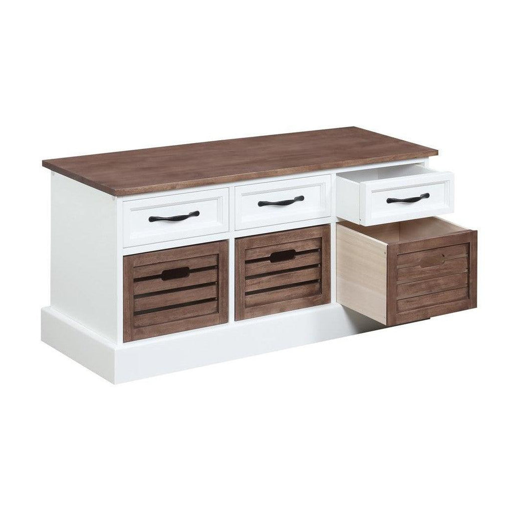 Alma 3-drawer Storage Bench Weathered Brown and White 911196
