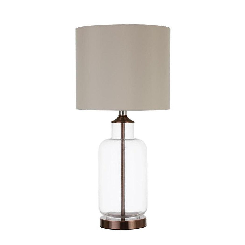 Aisha Drum Shade Table Lamp Creamy Beige and Clear 920015