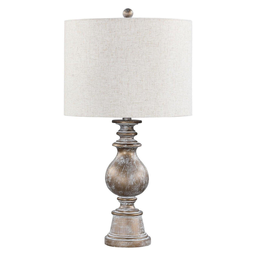 Brie Drum Shade Table Lamp Oatmeal and Antique Gold 920169