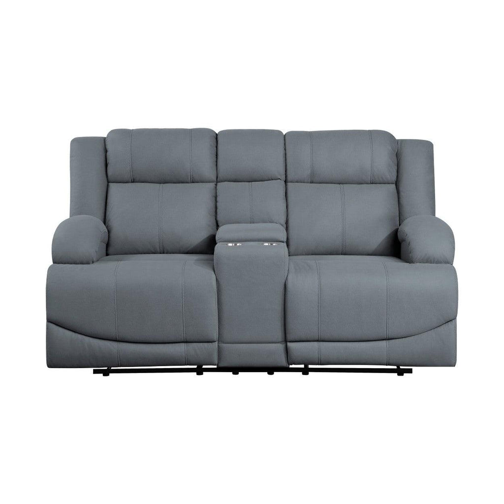 Double Reclining Love Seat with Center Console 9207GPB-2