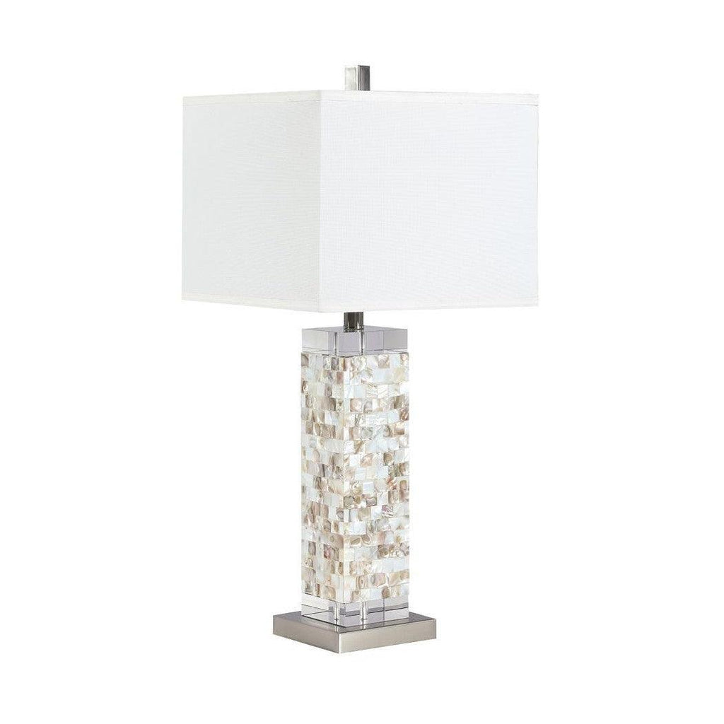 Toga Square Shade Table Lamp with Crystal Base White and Silver 923281