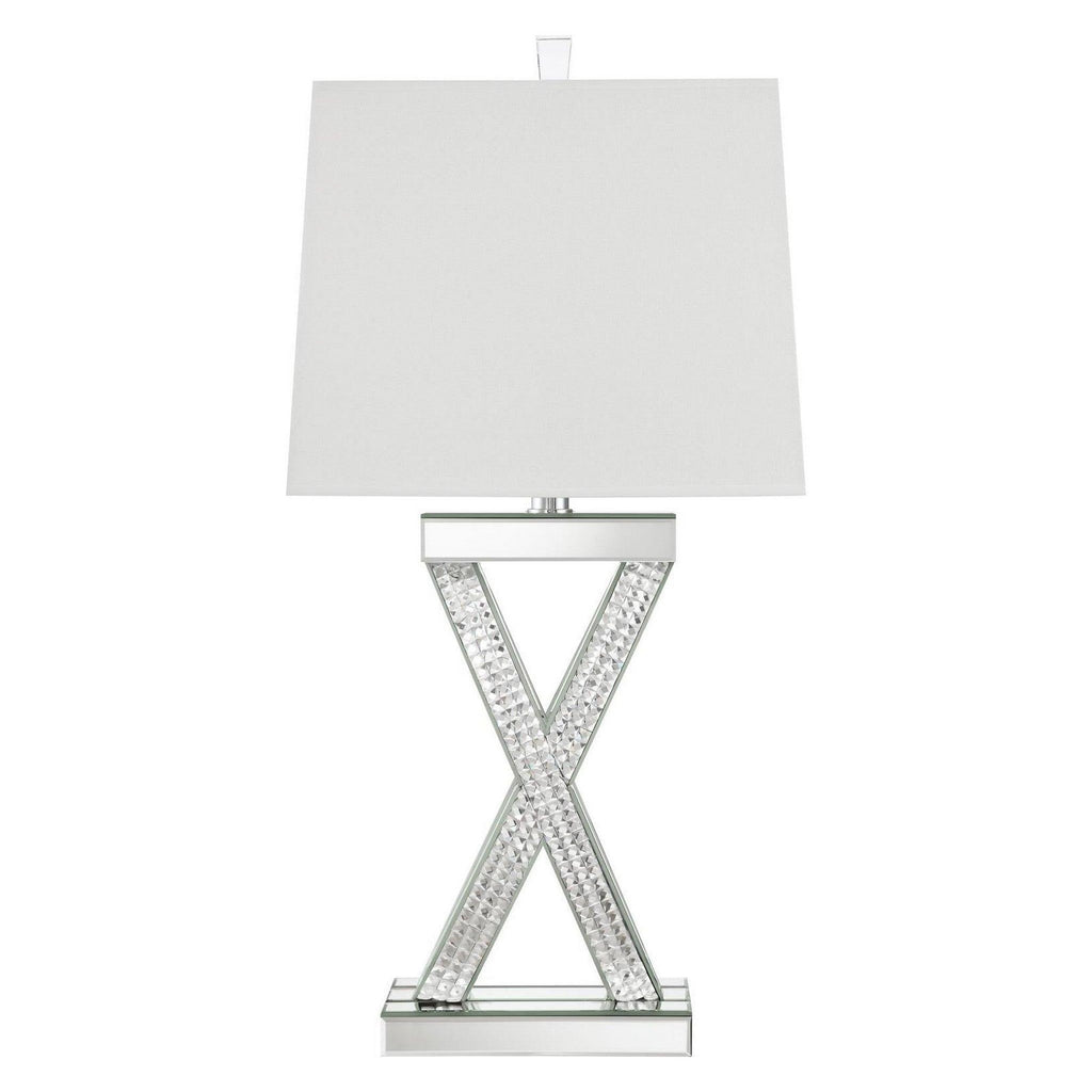 Dominick Table Lamp with Rectange Shade White and Mirror 923289