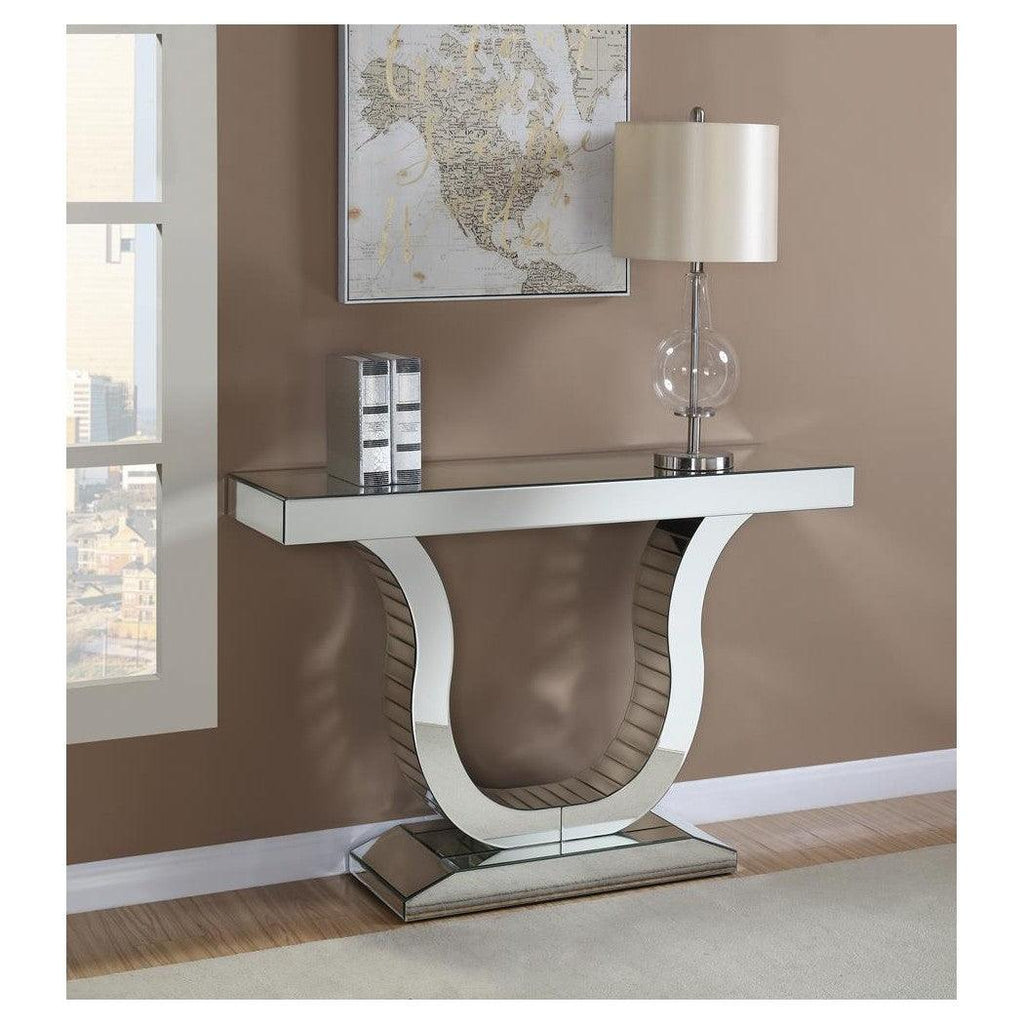 Saanvi Console Table with U-shaped Base Clear Mirror 930010