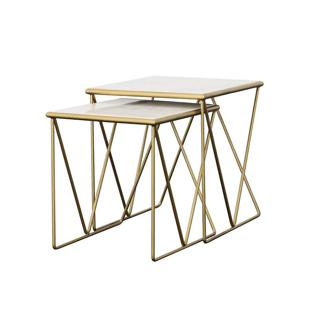 Bette 2-piece Nesting Table Set White and Gold 930075