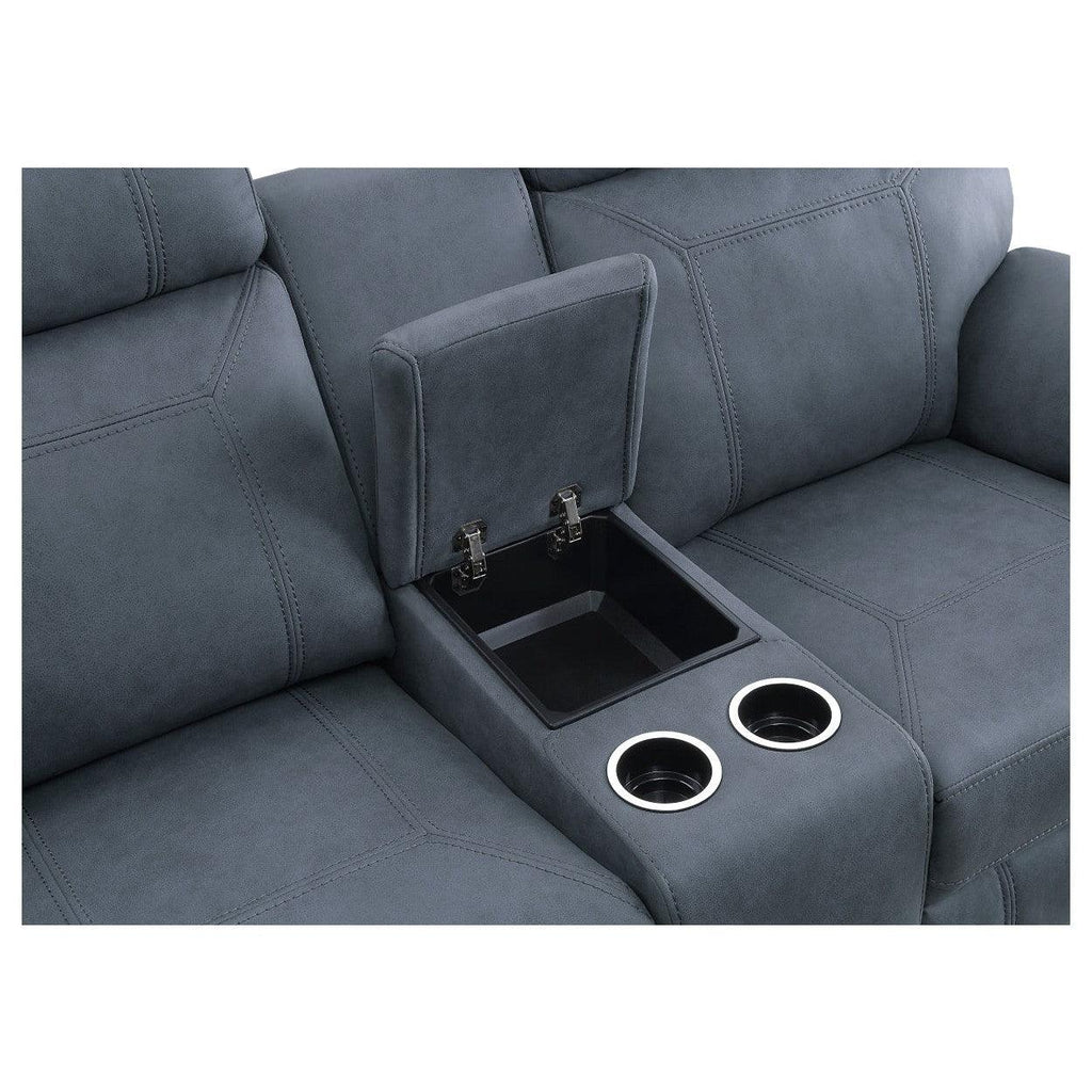 Double Glider Reclining Love Seat with Center Console 9301BUE-2