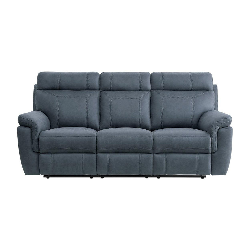 Double Reclining Sofa with Drop-Down Cup Holders 9301BUE-3