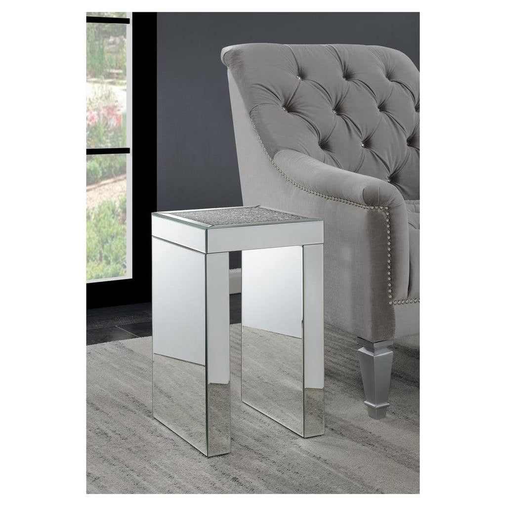 Audrey Square Chairside Table Clear Mirror 930207