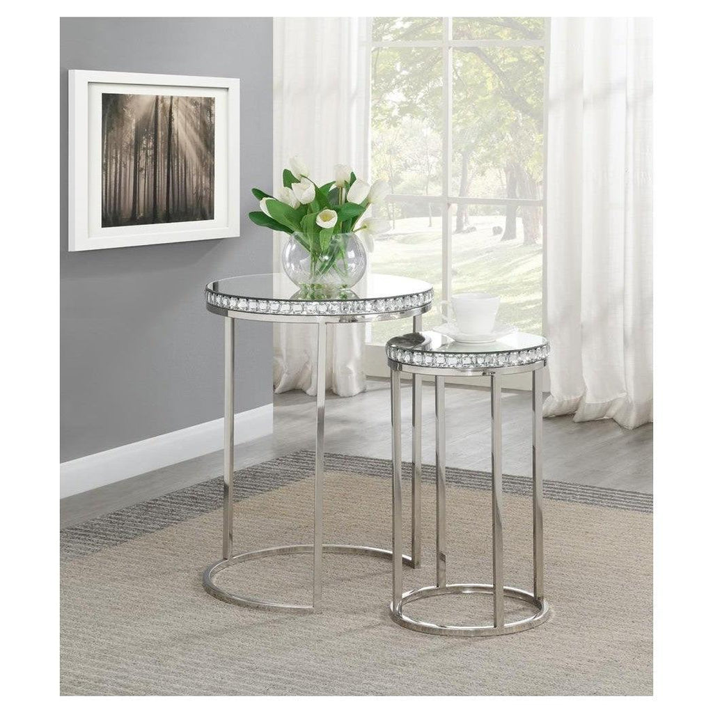 Addison 2-piece Round Nesting Table Silver 930227