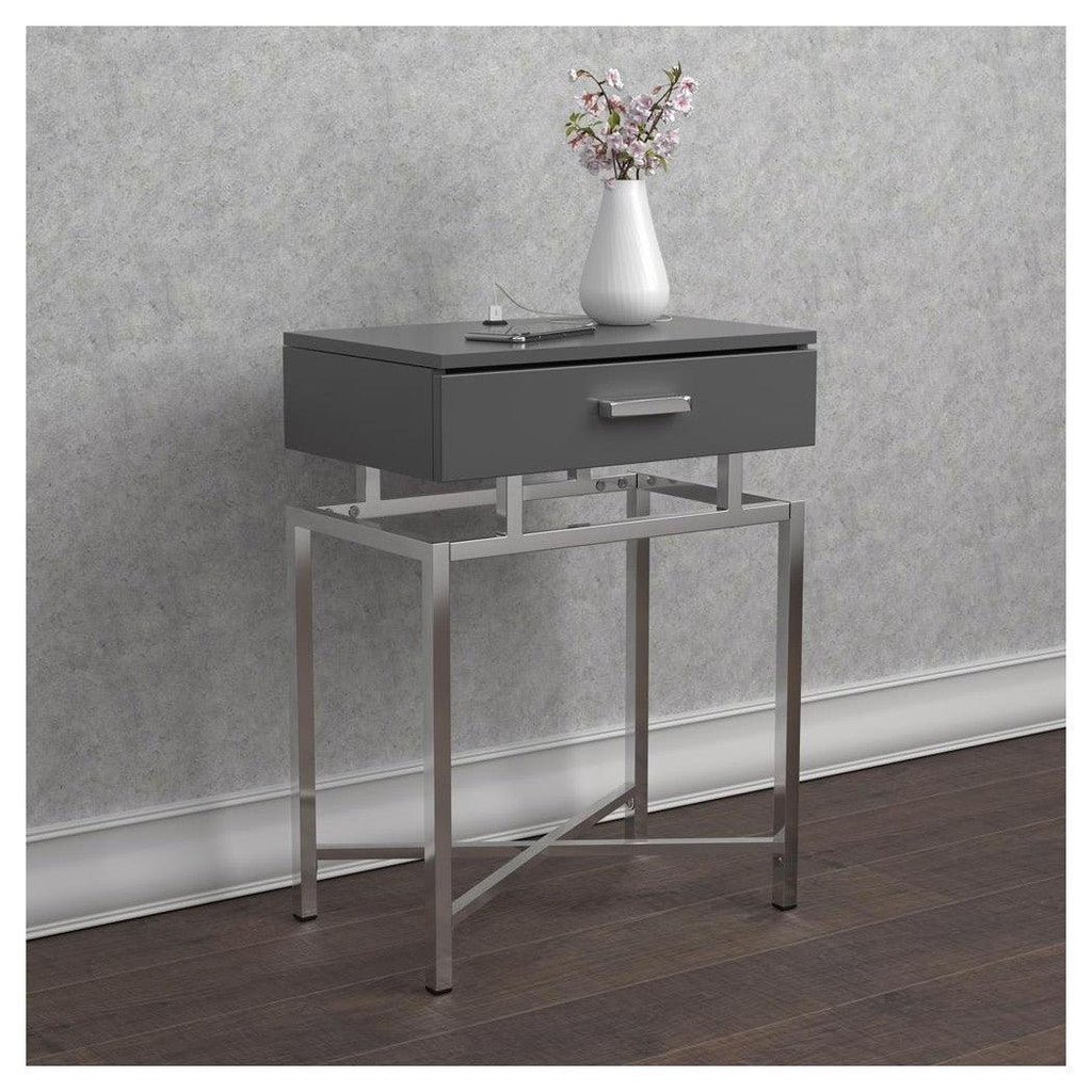 Floating Top Accent Table Grey and Chrome 930247