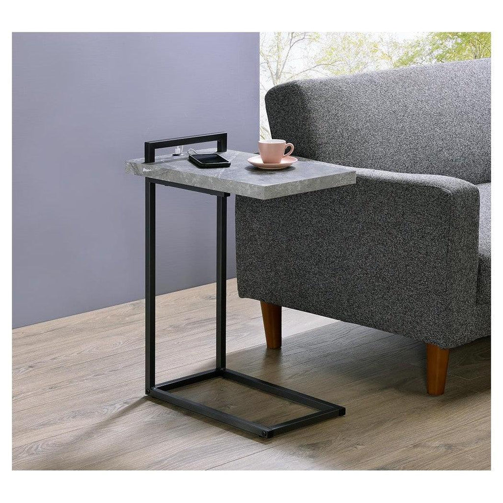 Maxwell C-shaped Accent Table Cement and Gunmetal 931129