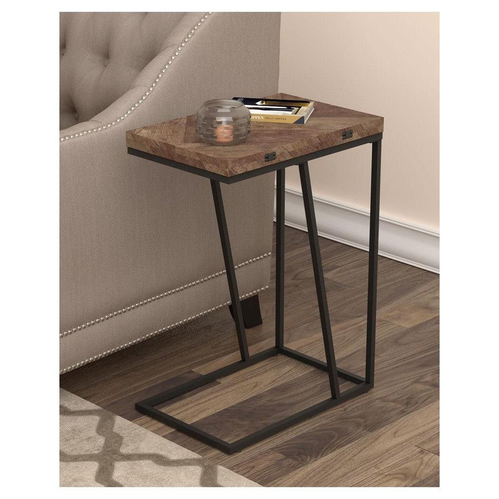 Carly Expandable Chevron Rectangular Accent Table Tobacco 931157