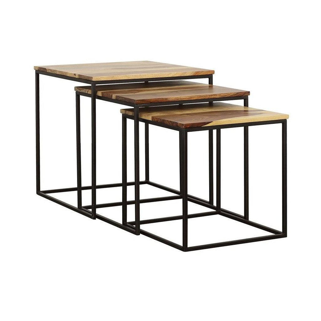 Belcourt 3-piece Square Nesting Tables Natural and Black 931182