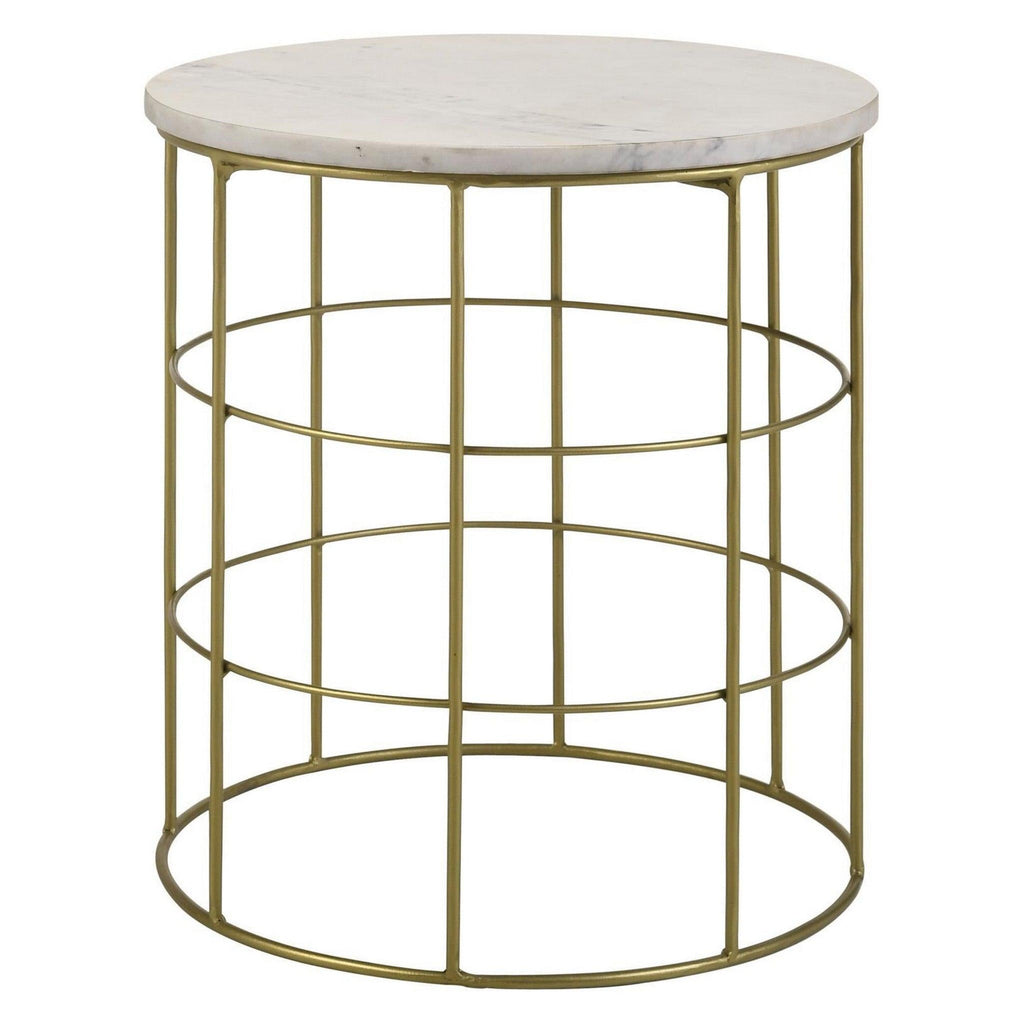 Heloisa Round Accent Table with Marble Top White 931208