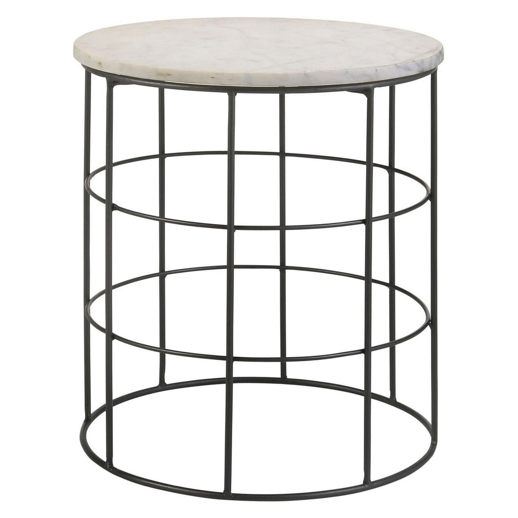 Halona Round Accent Table with Marble Top White 931209