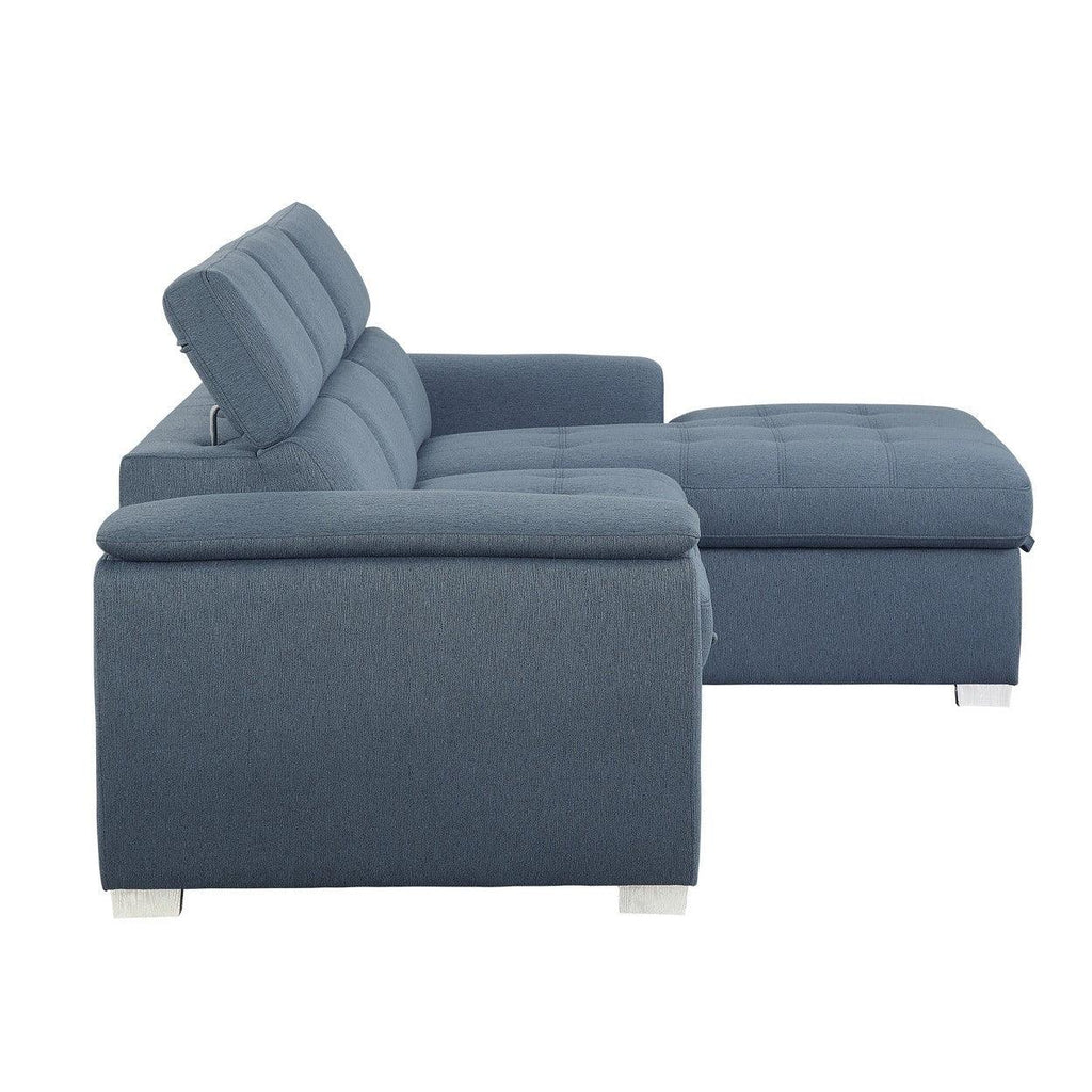 (2)2-Piece Sectional with Pull-out Bed and Adjustable Headrests 9355BU*22LRC