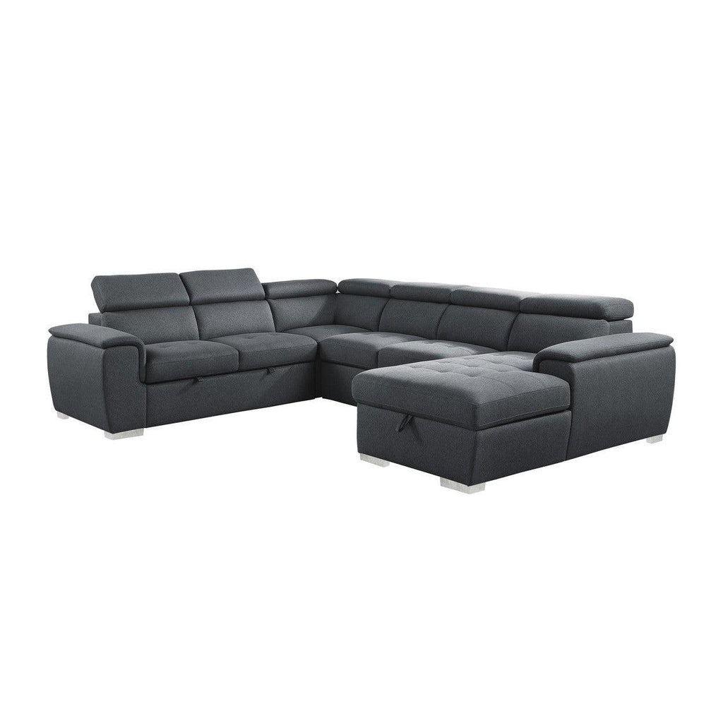 (4)4-Piece Sectional with Pull-out Bed and Adjustable Headrests 9355CC*42LRC
