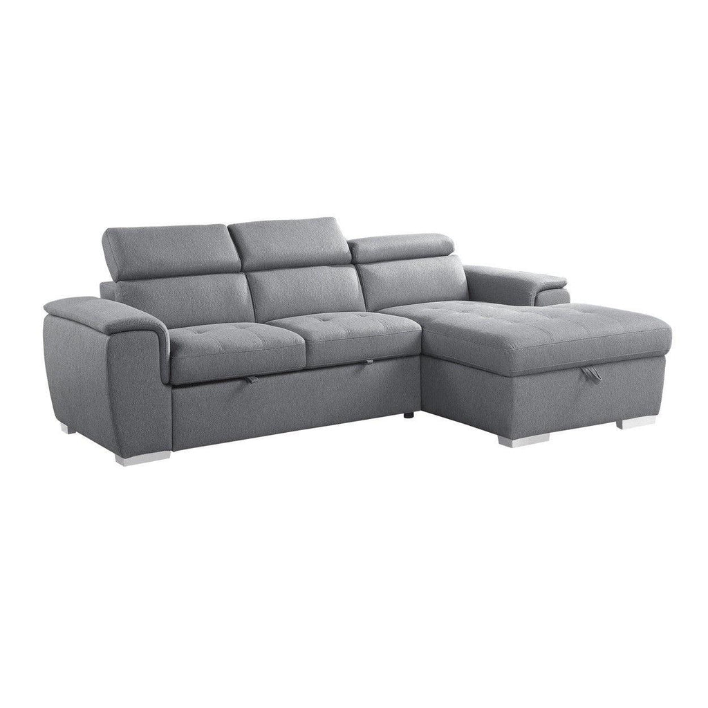(2)2-Piece Sectional with Pull-out Bed and Adjustable Headrests 9355GY*22LRC