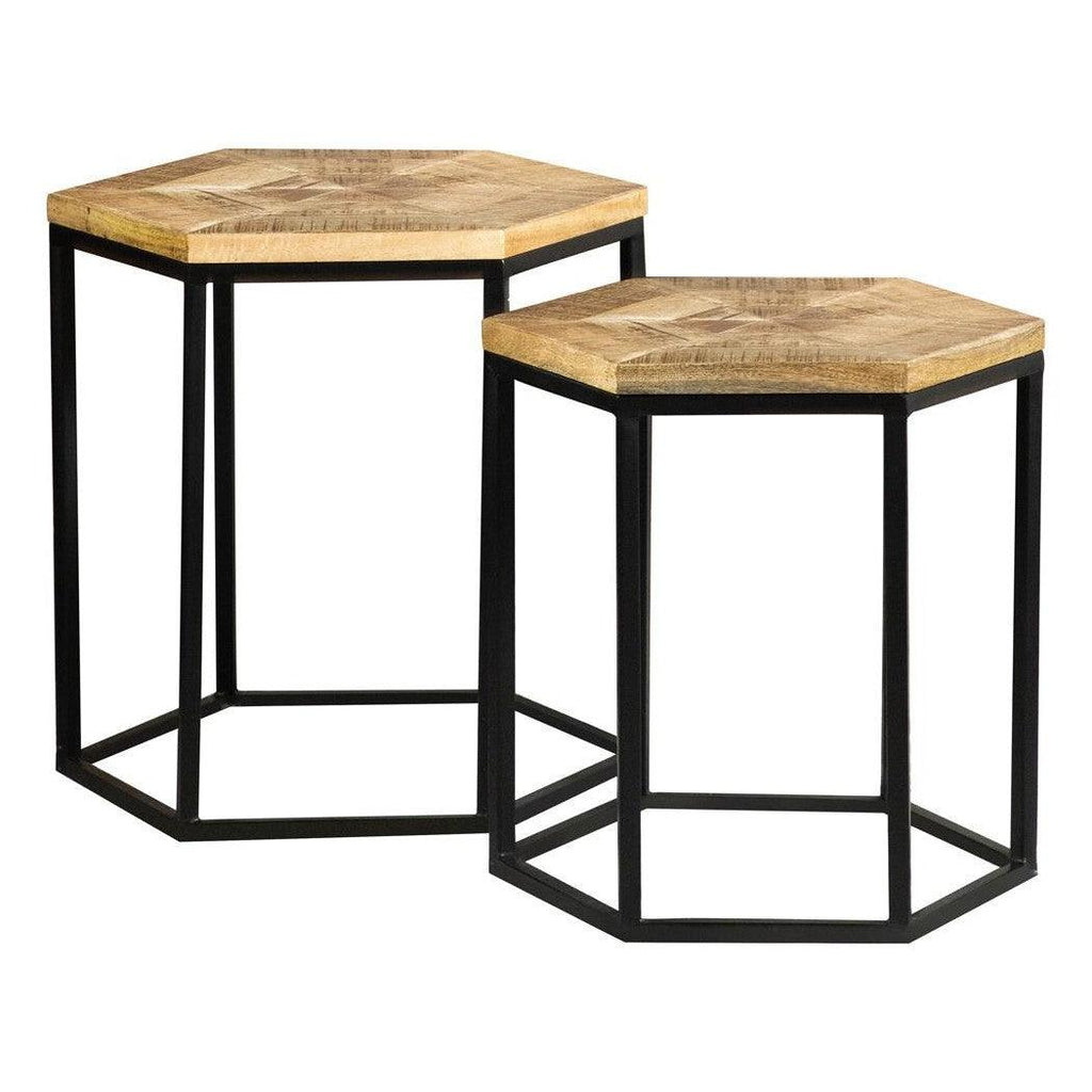 Adger 2-piece Hexagon Nesting Tables Natural and Black 935844