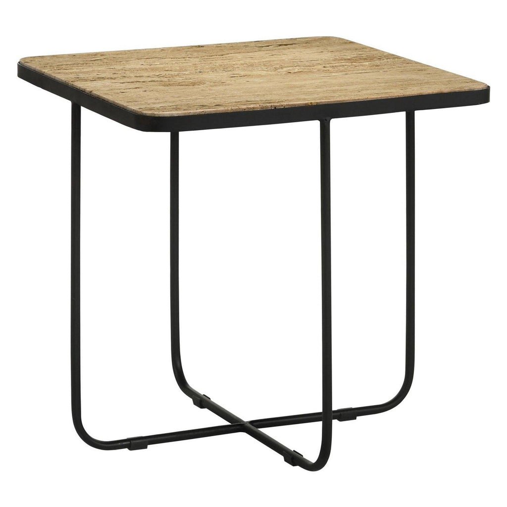 Elyna Square Accent Table Travertine and Black 935855