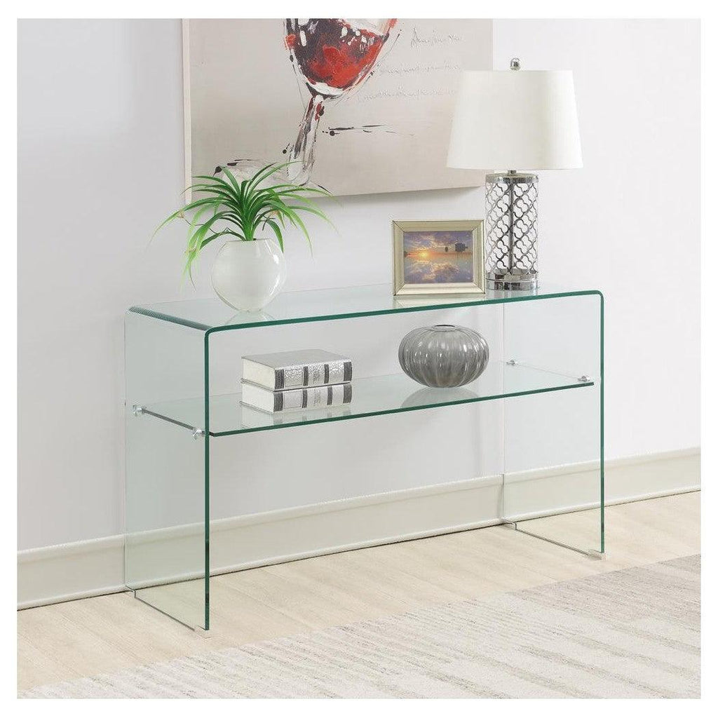 Glass 1-shelf Rectangular Console Table Clear 935865