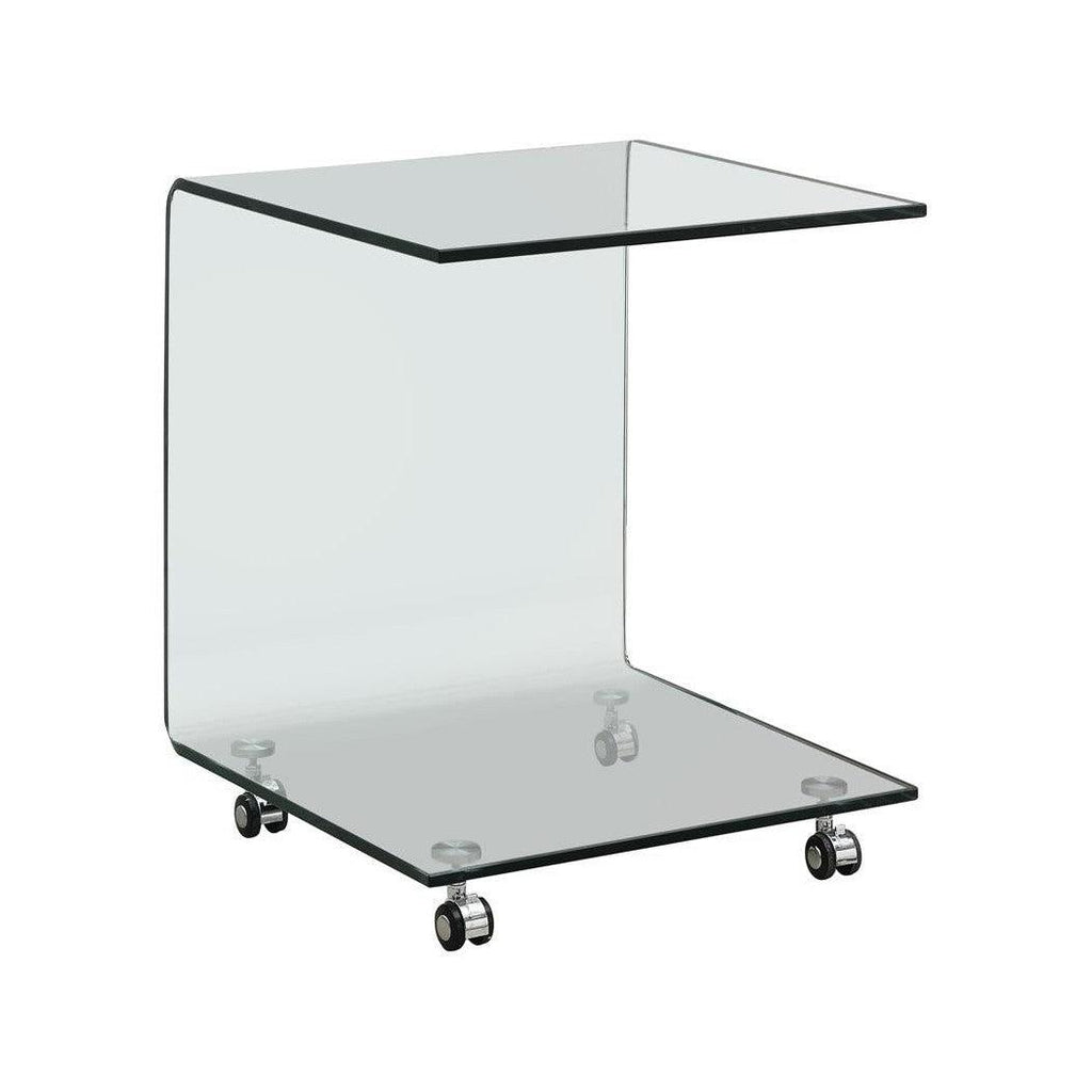 C-shaped Accent Table with Casters Clear 935866