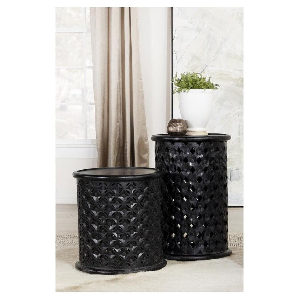 Krish 18-inch Round Accent Table Black Stain 936141