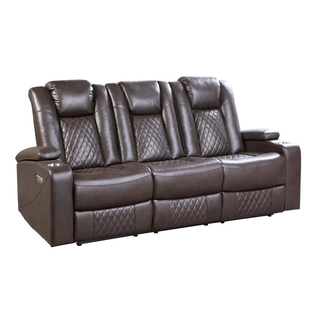 Power Double Reclining Sofa with enter Drop-Down Cup Holders and Power Headrests 9366DB-3PWH