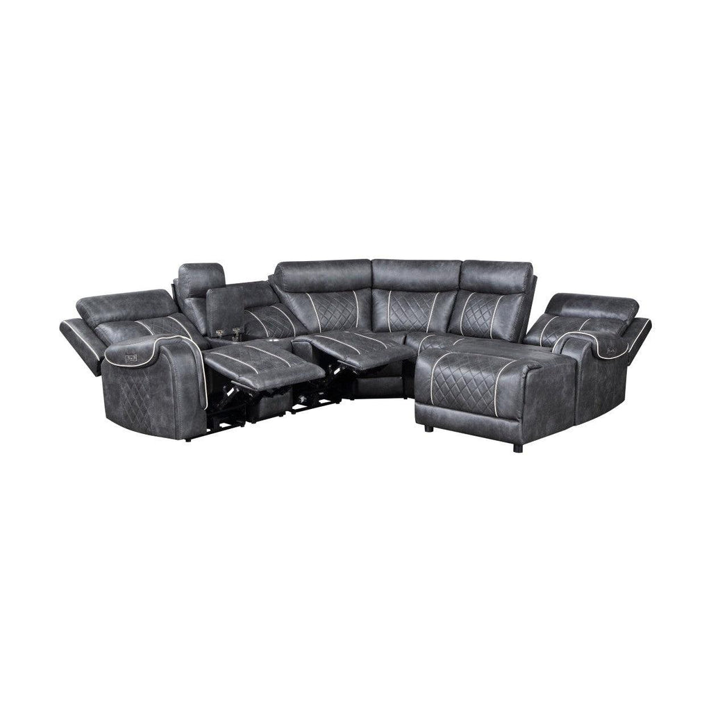 (6)6-Piece Modular Power Reclining Sectional with Right Chaise 9377GRY*6LRRCPW