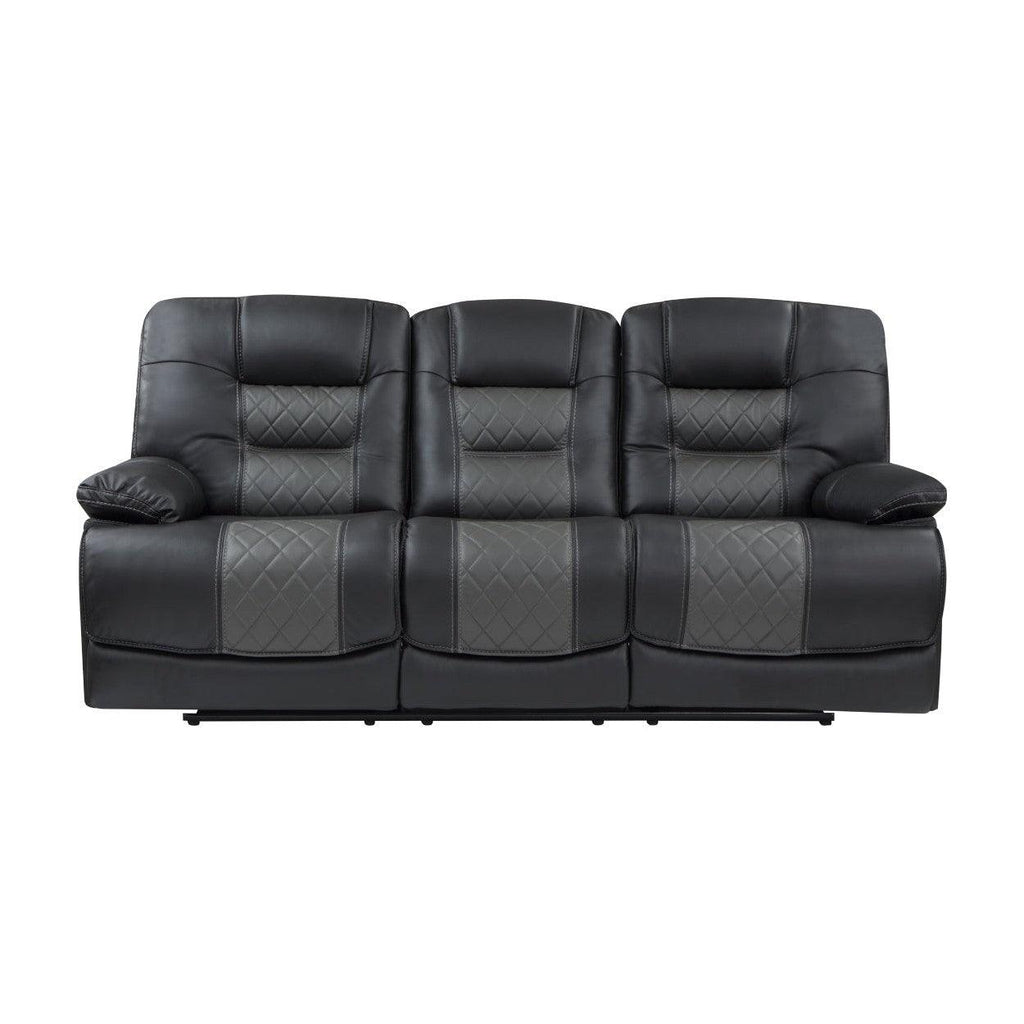 Double Reclining Sofa with Drop-Down Cup Holders, Receptacles and USB ports 9388GRY-3