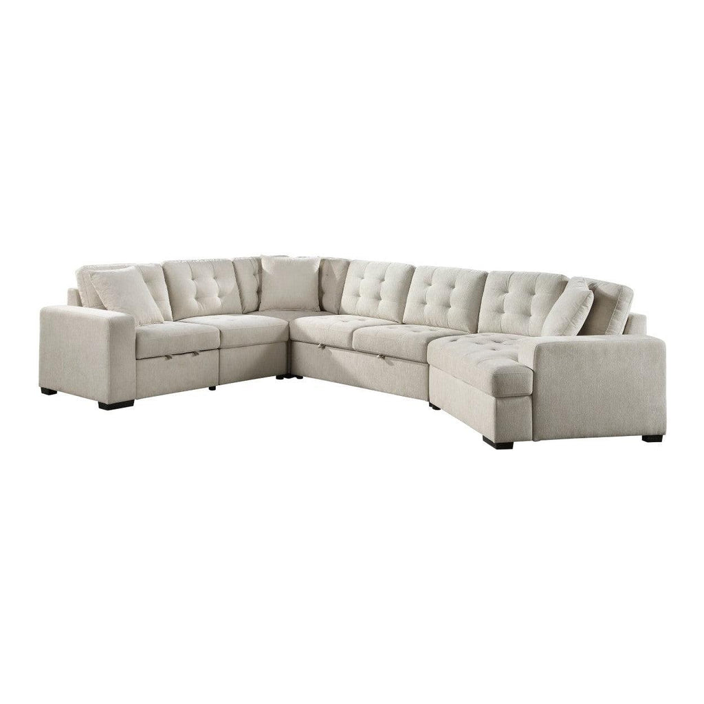 (4)4-Piece Sectional with Pull-out Ottoman 9401BEG*42LRU