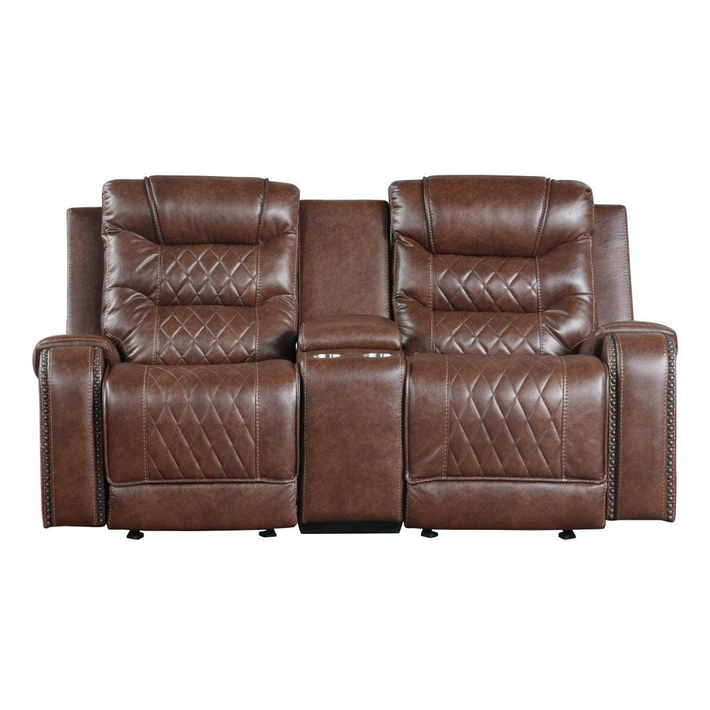 Double Glider Reclining Love Seat with Console 9405BR-2