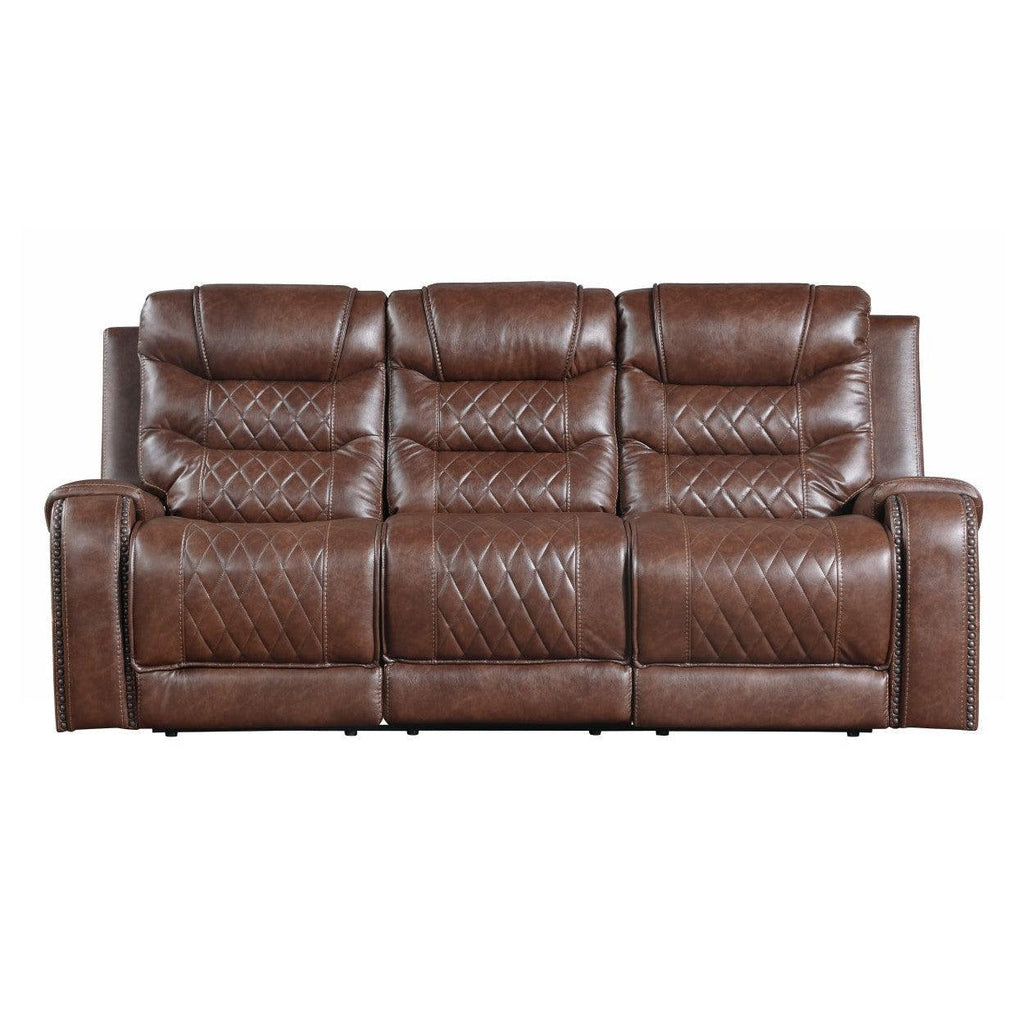 Double Glider Reclining Sofa with Drop-Down Cup Holders 9405BR-3