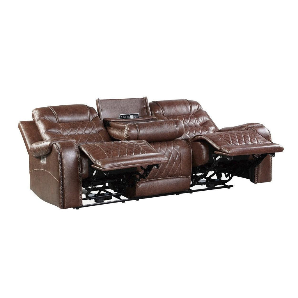 Power Double Reclining Sofa with Drop-Down Cup Holders, Receptacles and USB ports 9405BR-3PW