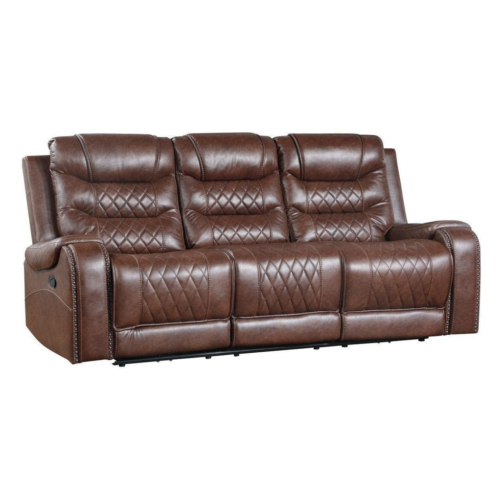 Double Glider Reclining Sofa with Drop-Down Cup Holders 9405BR-3