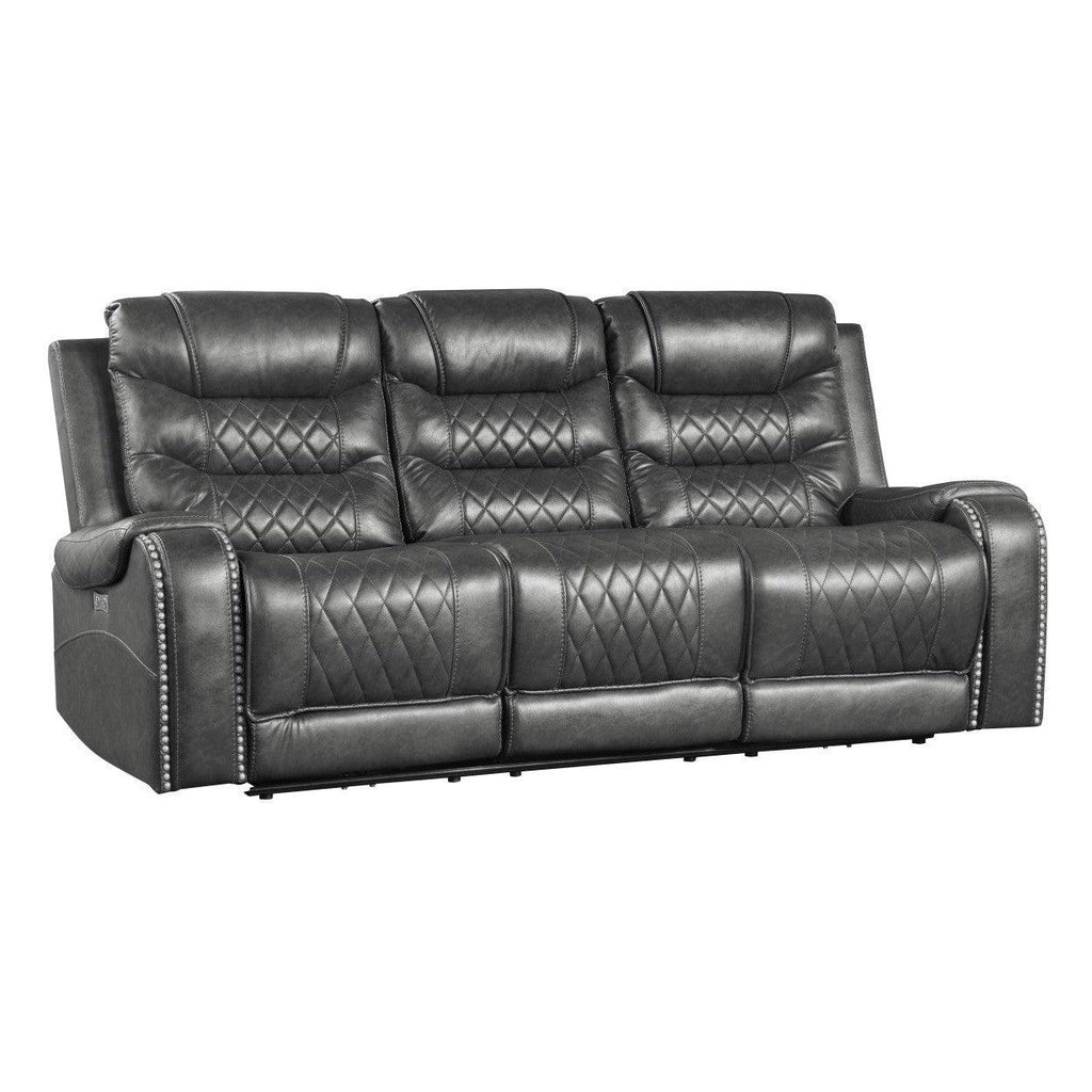 Power Double Reclining Sofa with Drop-Down Cup Holders, Receptacles and USB ports 9405GY-3PW
