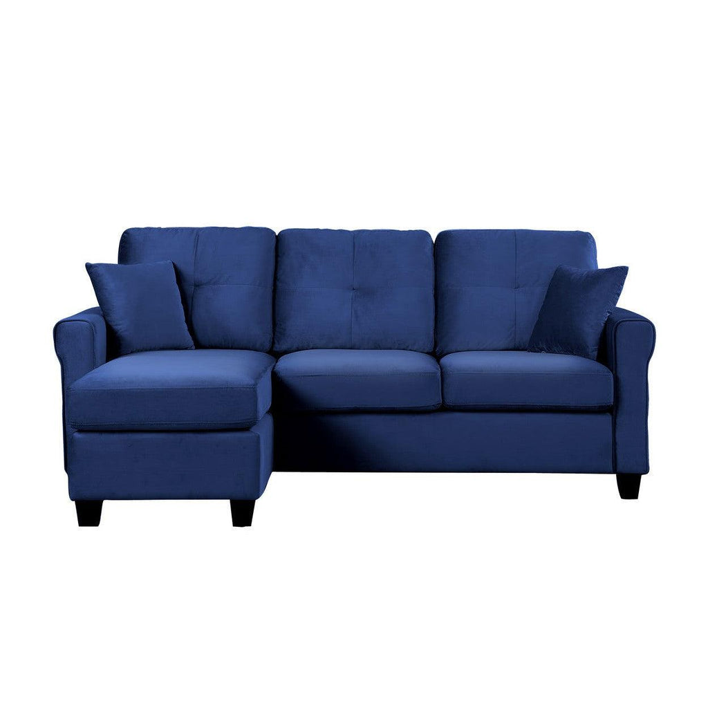 Reversible Sofa Chaise, 2 pillows, Navy Velvet 9411NV-3SC