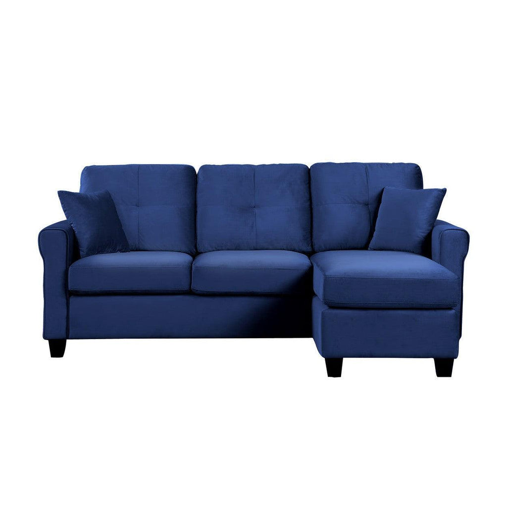 Reversible Sofa Chaise, 2 pillows, Navy Velvet 9411NV-3SC