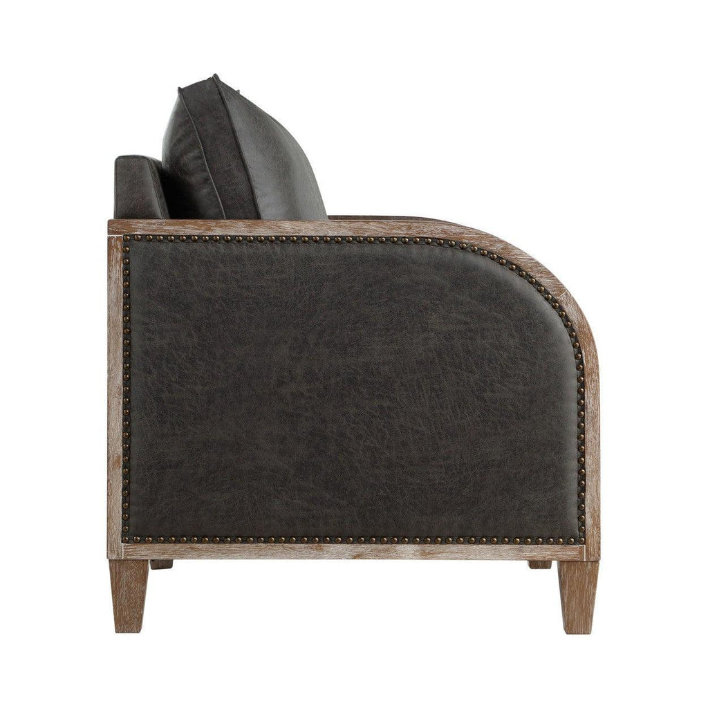 ACCENT CHAIR, GRAY FAUX SUEDE FABRIC 9430GY-1