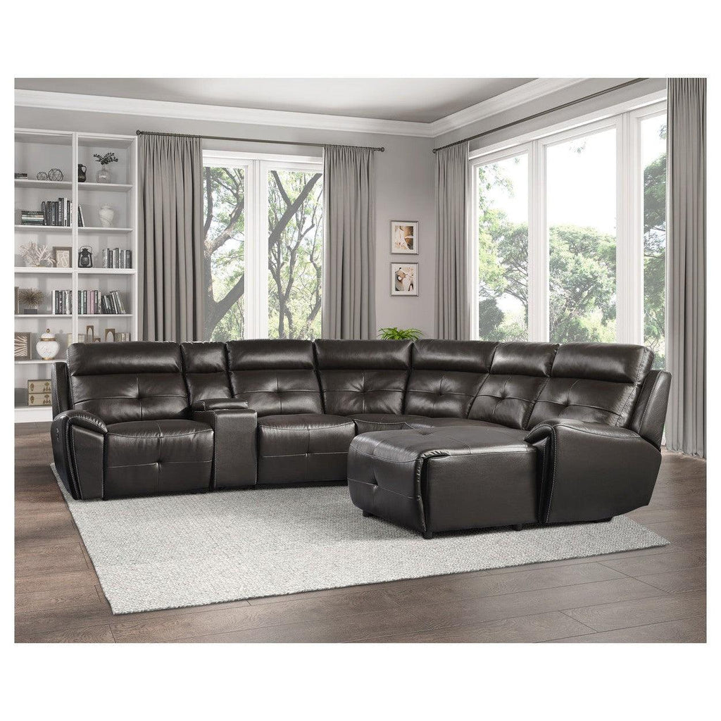(6)6-Piece Modular Reclining Sectional with Right Chaise 9469DBR*6LRRC