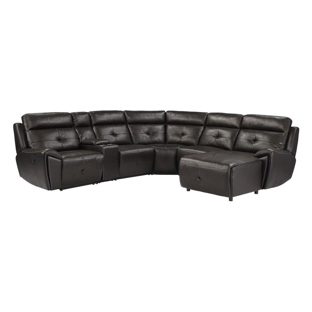 (6)6-Piece Modular Reclining Sectional with Right Chaise 9469DBR*6LRRC