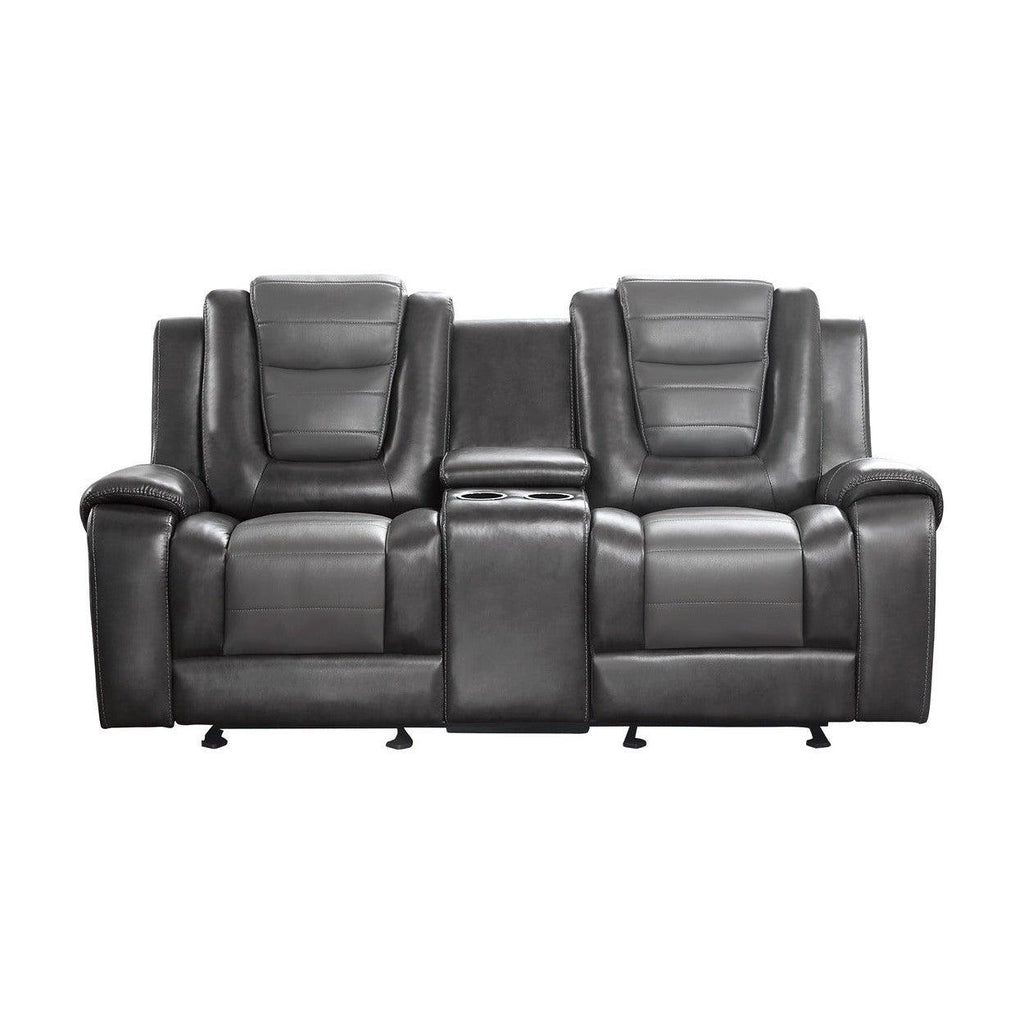 Double Glider Reclining Love Seat with Center Console 9470GY-2