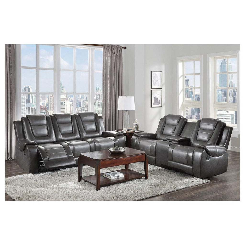 Double Glider Reclining Love Seat with Center Console 9470GY-2