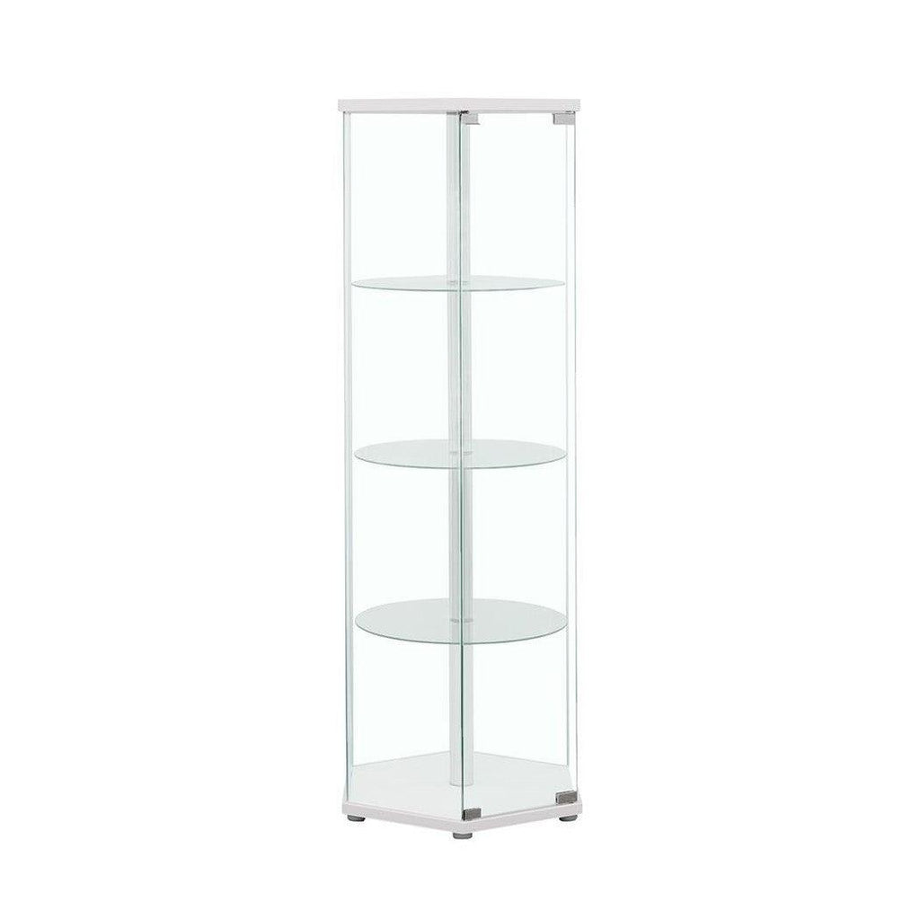 Zahavah 4-shelf Hexagon Shaped Curio Cabinet White and Clear 950001