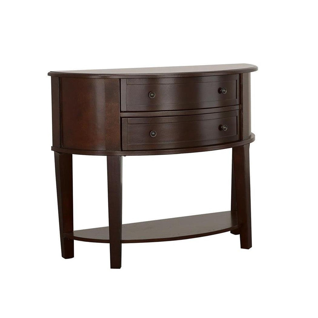 Diane 2-drawer Demilune Shape Console Table Cappuccino 950156
